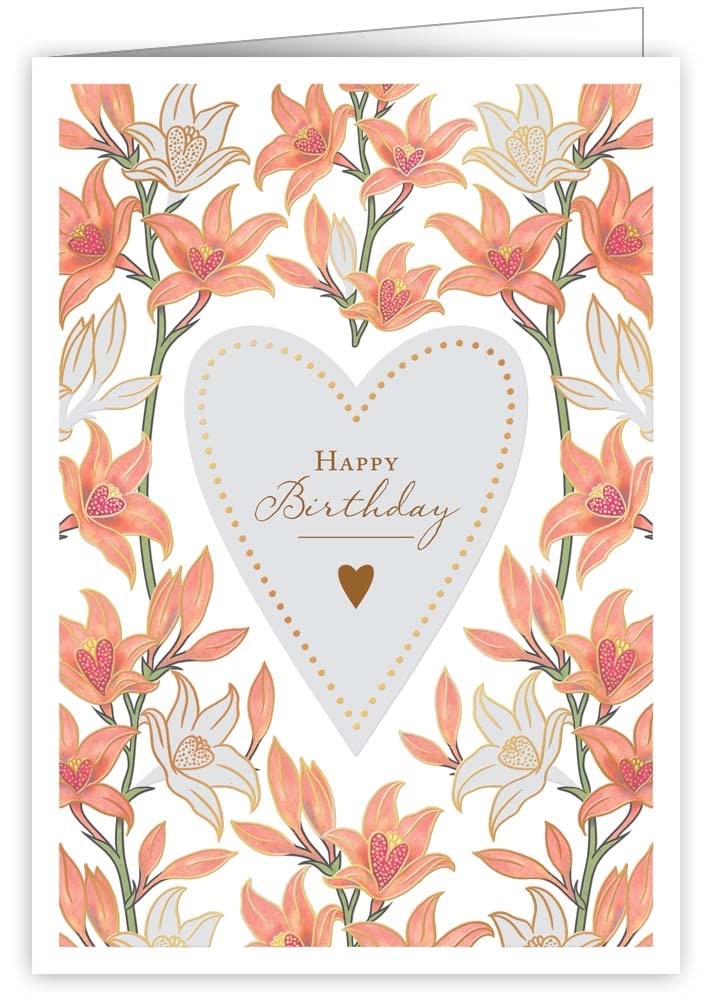 Quire Mac Classic Card Birthday Flowers Heart Shaped,115 x 163mm