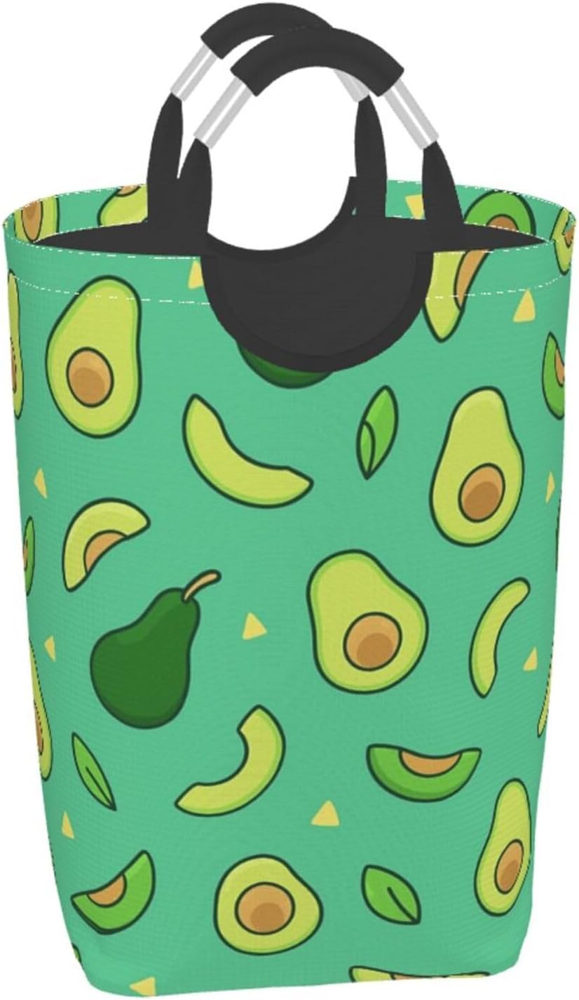 50l Laundry Basket Avocado Fruit Pattern Waterproof Laundry Hamper Foldable Clothes Laundry Bag With Handles