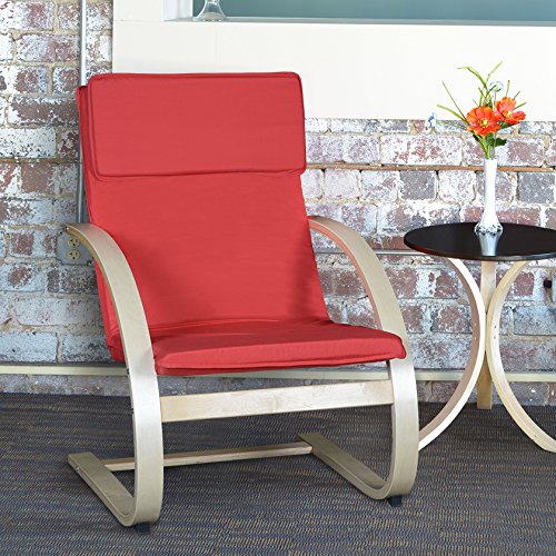 Niche Mia Bentwood Reclining Lounge Chair, 26.5"W X 28"L X 39.5"H, Natural/Red #TOP1