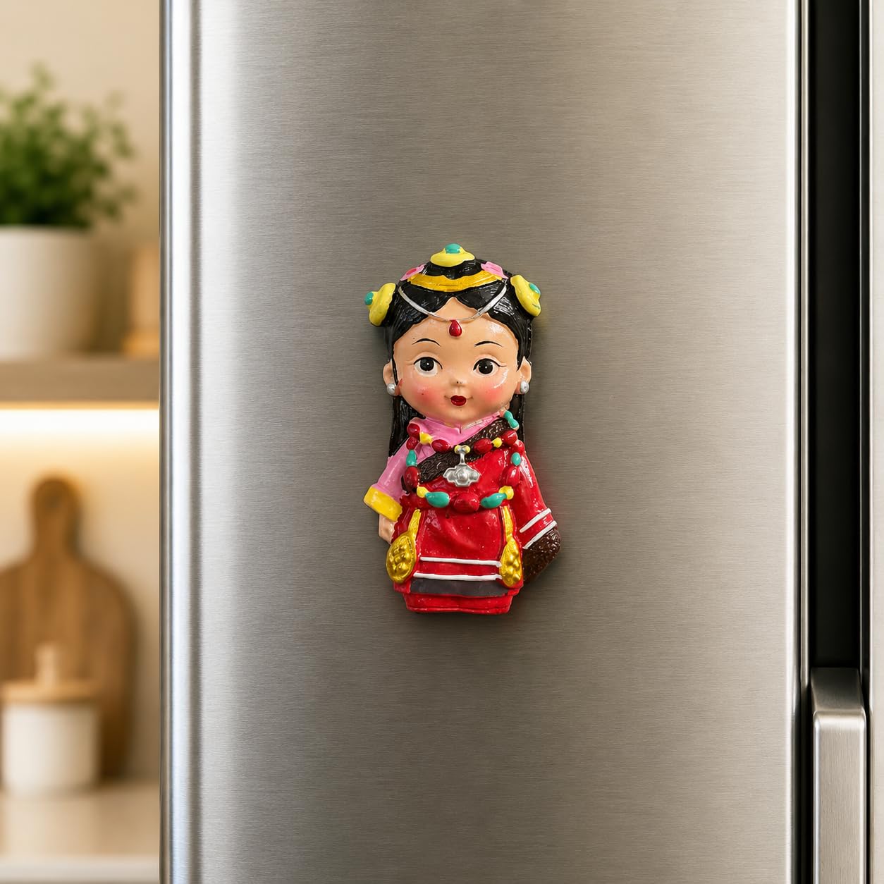 Tibetan Doll Figurine Fridge Magnet, Resin, Multicolour (Design 3)-image-26