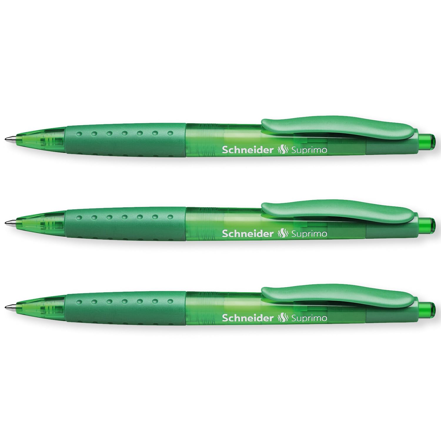 Schneider Suprimo Ballpoint Pen with Rubber Grip & Medium Tip, Green 3 Pack