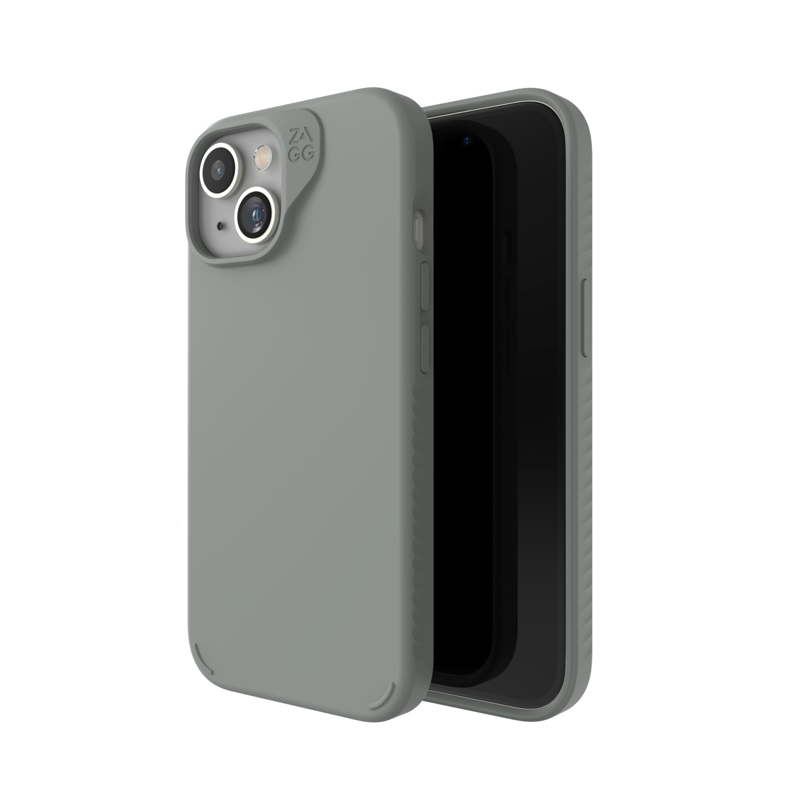 ZAGGManhattan Snap iPhone 15/14/13 Case - Premium Silicone iPhone Case, Durable Graphene Material, Smooth Surface with a Comfortable Ripple Grip, MagSafe Phone Case, Sage Green