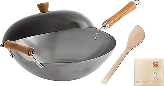 Joyce Chen 21-9972, Carbon Steel Classic Series Carbon Steel Wok Set, 4-Piece (Black)