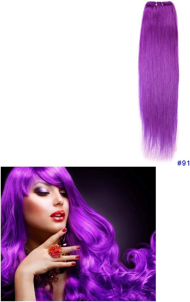 Virgin hair 100% Remy human hair weft hair extensions: 26"65cm 4.9oz(140g) #91 Purple Punch; thick hair and thick ends; all color in this world available; all wavy style in this world available; surprise gift
