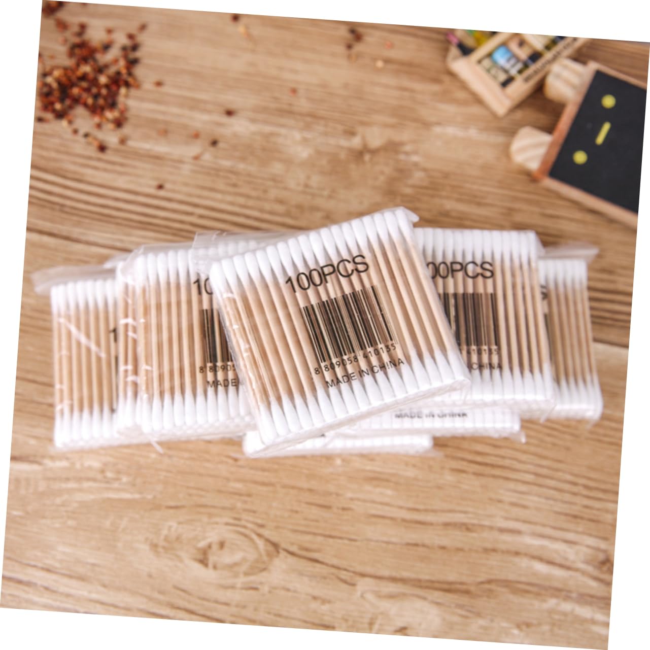 FOMIYES 500pcs Double Tipped Cotton Swabs with Sturdy Wooden Sticks Cotton Stick Swabs for Personal Care and Makeup of Each