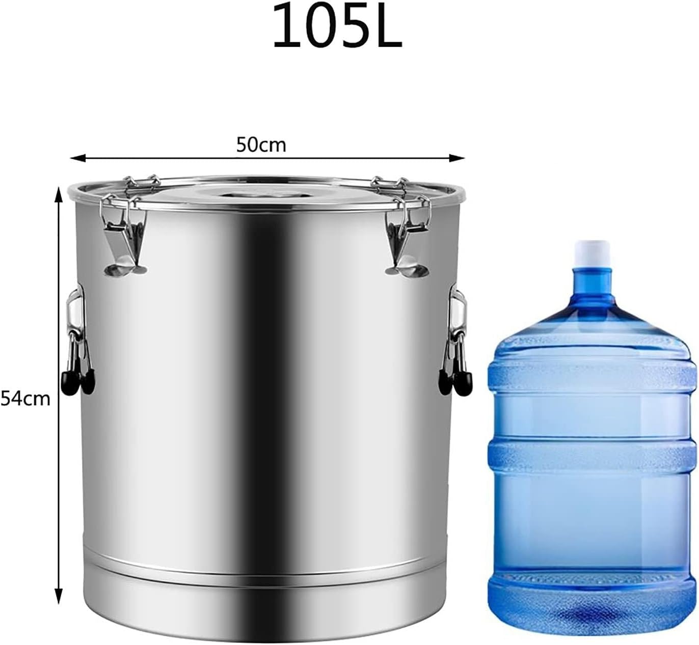304 Stainless Steel Sealed Barrel,Thickened Large-Capacity Bucket,Can Hold Wine,Milk,Oil, Liquid Transportation (25L) (Size : 50cm*54cm(105L))