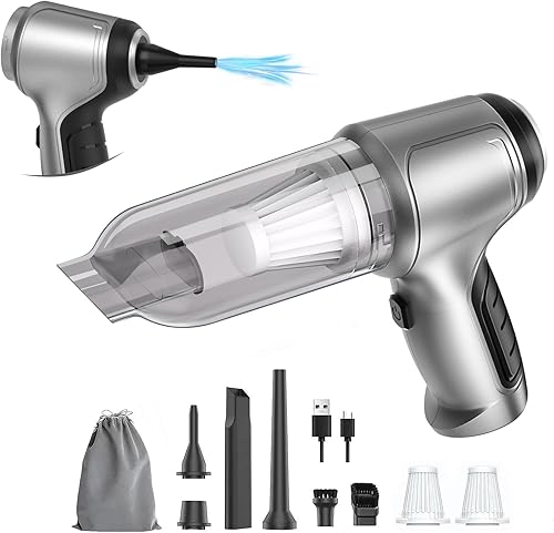 CLZFXS Mini aspiradora para automóvil, 15000 PA 3 en 1, aspiradora de mano inalámbrica para automóvil, aspiradora de teclado y plumero de aire,