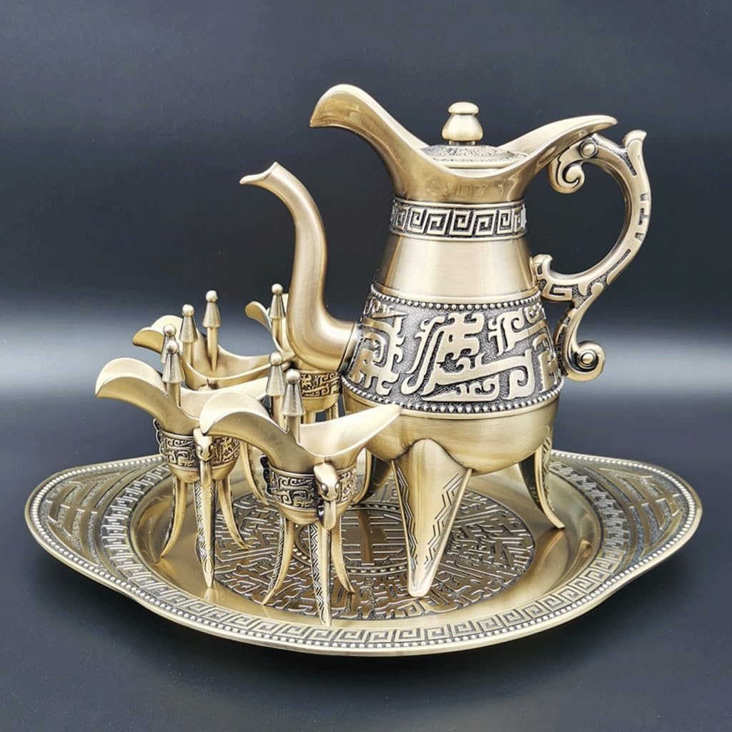 Bronze Wine Set Wine Separator Chinese Liquor Pot Antique Wine Glass Goblet Wine Bottle Gift Box