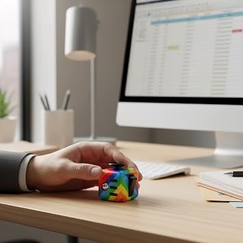 Fidget Cube for Stress Relief, Anti-Anxiety Multi-Functional Toy with 6 Sides, Click Ball, Sensory Stress Reliever for Any Ages, Perfect for ADHD, Autism, Office, Classroom Use(Rainbow)