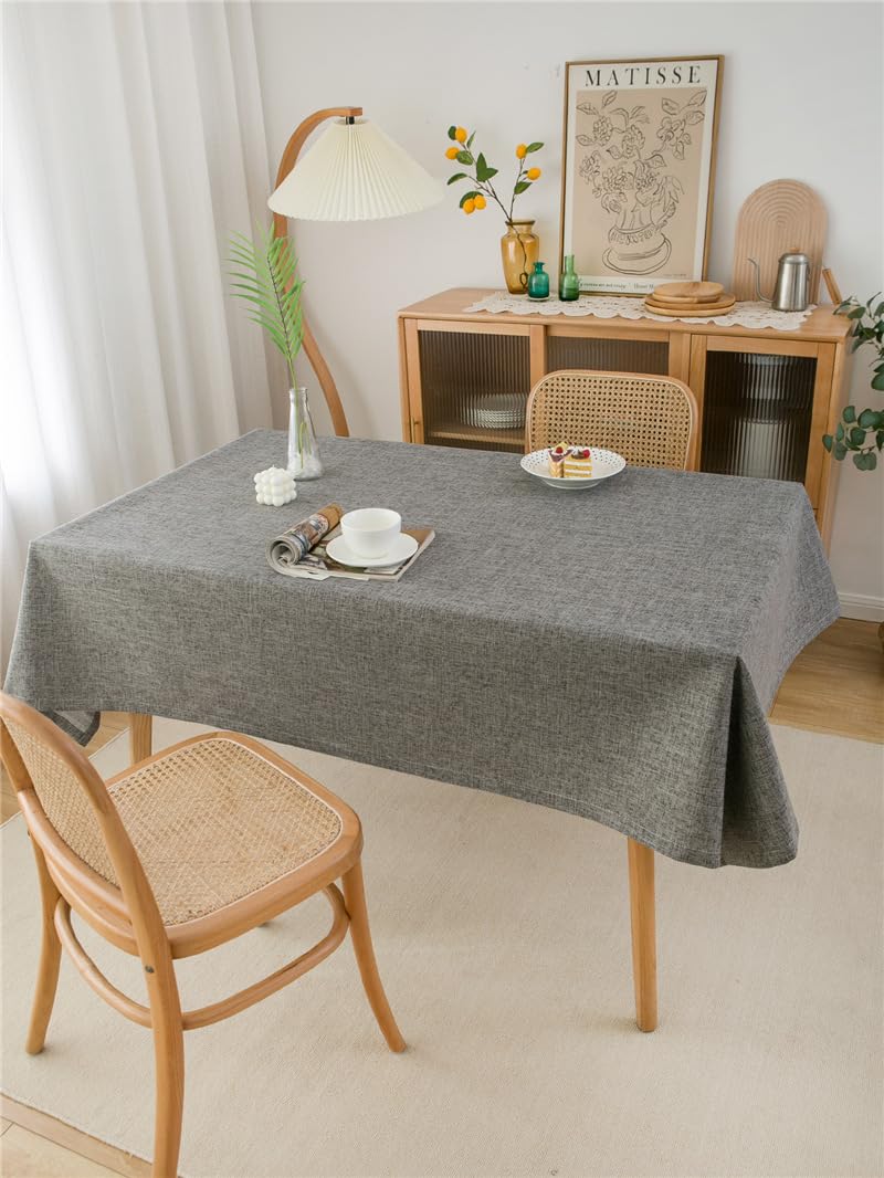 Generico Tovaglie Antimacchia, Tovaglie Rettangolari Antipolvere Tovaglia Grigio Scuro 140X240Cm (55,1X94,5 Pollici) Impermeabile Protezione Da Tavolo In Lino Per Cucina Giardino Esterno