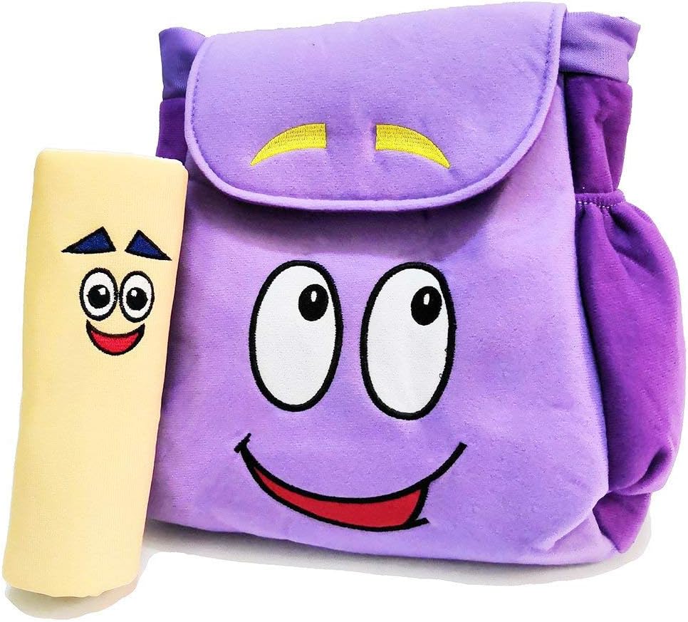 XKYMADE 10.2 inch Purple Backpack Rescue Bag with Map,Pre-Kindergarten Toys Purple Plush Backpack