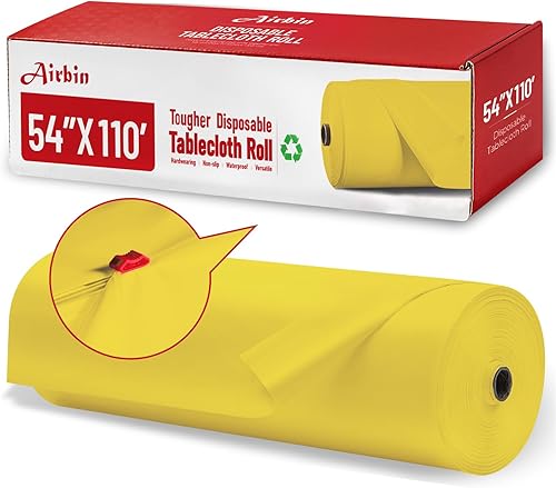 Miniatura 10 de Rollo de mantel de plástico, 310 pies x 54 pulgadas, mantel de mesa de plástico desechable negro, rollo de mantel premium PEVA impermeable negro con