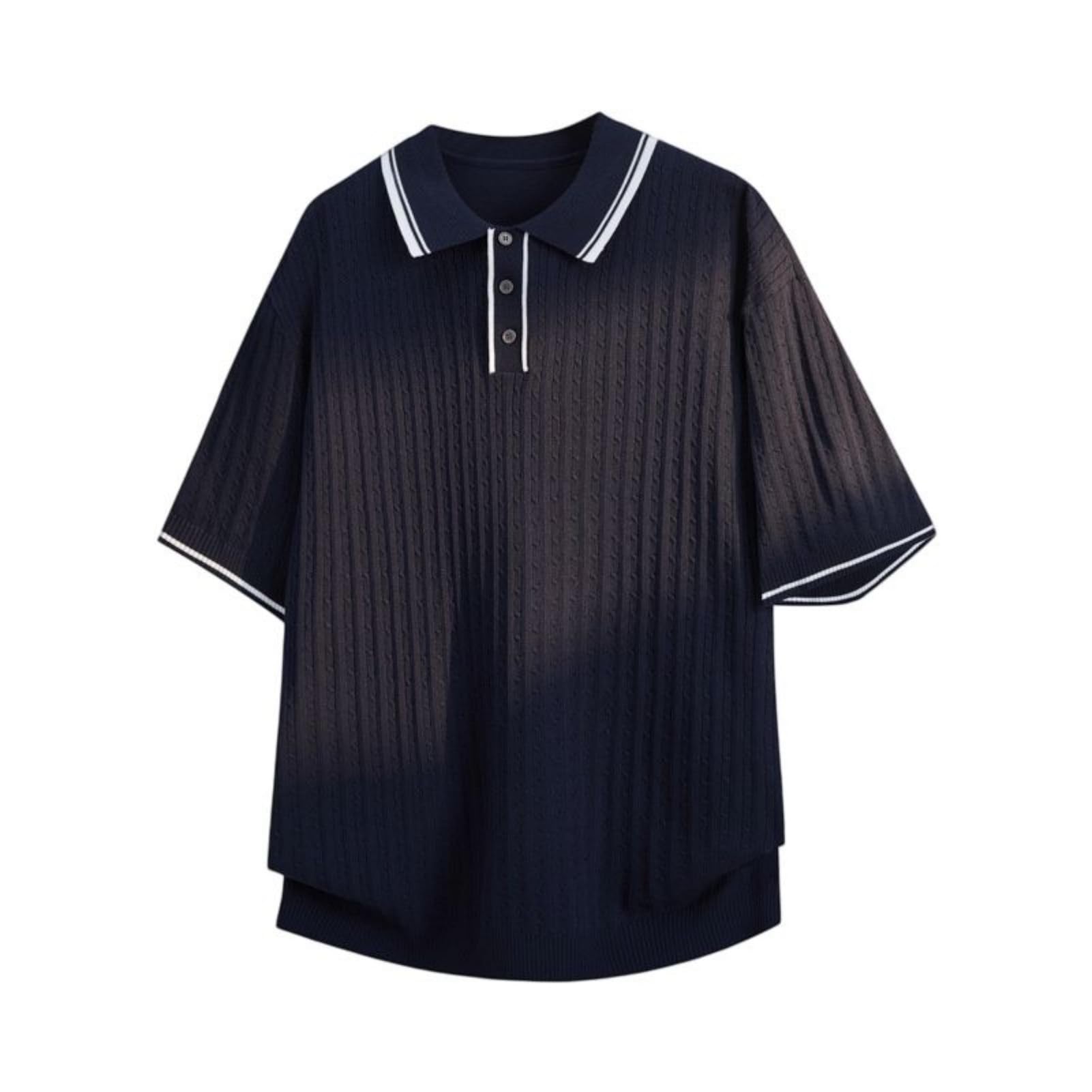 Polo en tricot torsadé coupe ample : le confort respirant pour homme actif