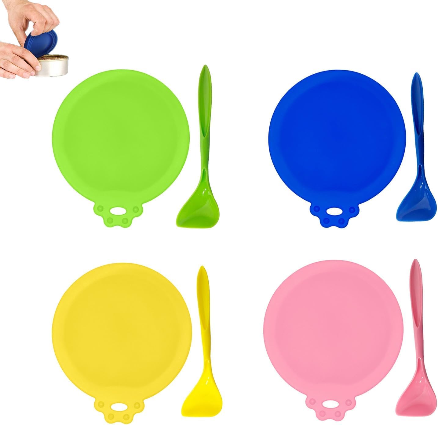 JPESYGFDK Can Lid Cat Food, Pack of 4 Universal Silicone Lids for Cans