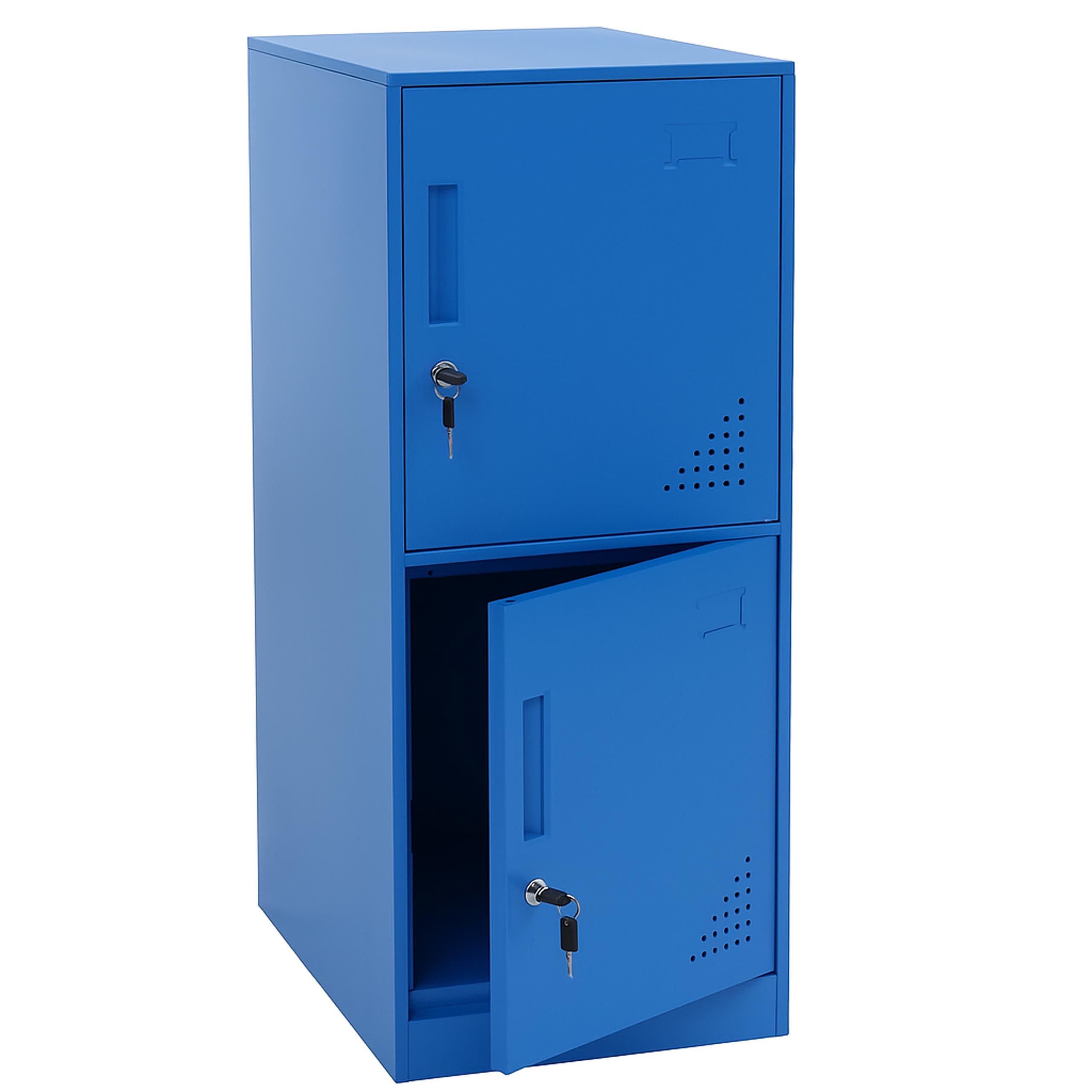 Mendler Spind HWC-P63, Schließfach Wertfachschrank Schließfachschrank 2 Türen, 90x38x45cm Stahl - blau