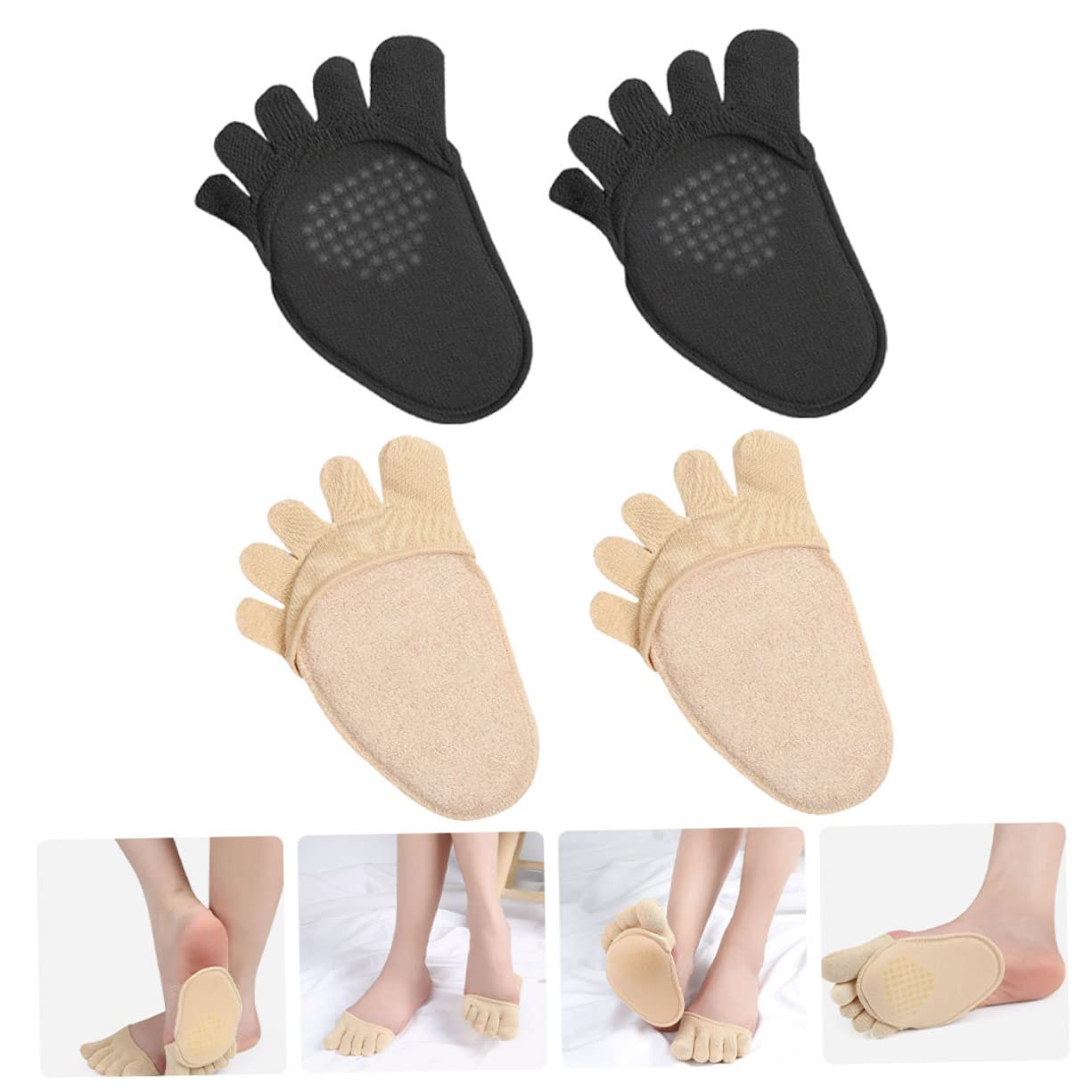 PACKOVE Comfortable Half Forefoot Socks Breathable Toe Topper Socks for Women Anti-slip High Heel Sliers