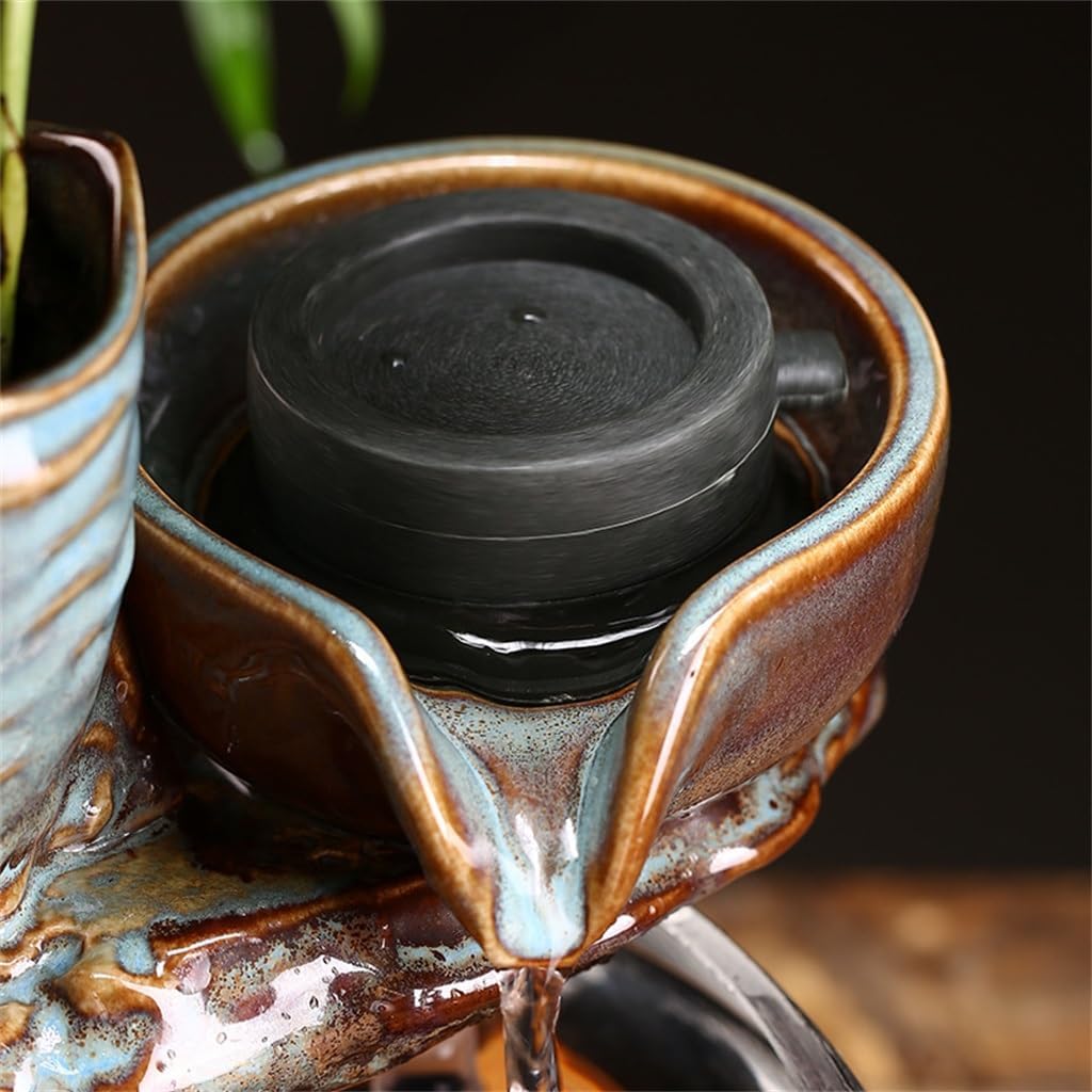 FMURY Small Fish Tank Automatic Flowing Water Wealth Desktop Fountain Creative Ornaments