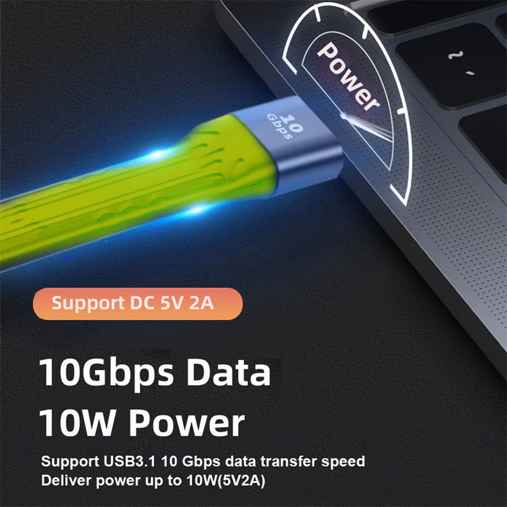 Żółty 10 Gb/s USB 3.1 typ C męski na USB 3.0 typ A męski płaski cienki kabel do transmisji danych FPC do laptopa i telefonu