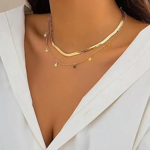 Miniatura 2 de Tiantian - Gargantilla de estrella chapada en oro para mujer, joyería de estrella de luna, rellenos estéticos de Navidad y regalos de cumpleaños