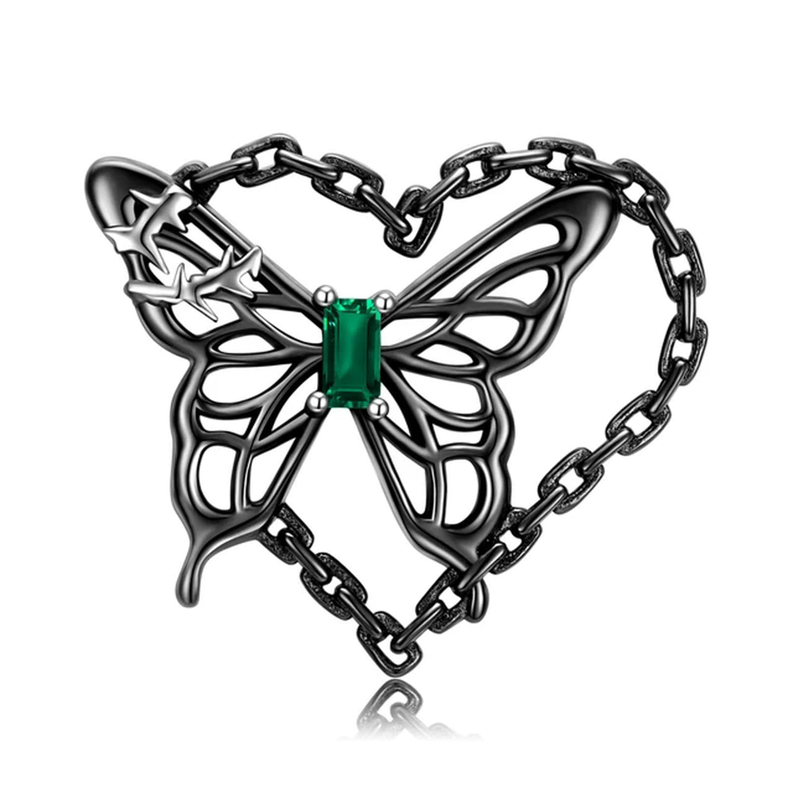 Ladies Jewellery Anhänger 925 Sterling Silber Schmetterling Motte Schädel schreien Schwarze Flügelketten Halskette für Mädchen Frauen Schmuck Teen Girl Gifts