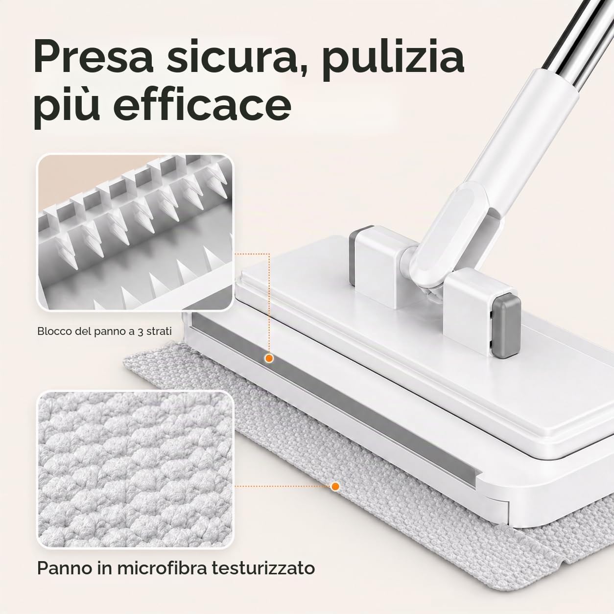 Mini Mocio con Cambio Automatico, Mop Rotante a 360°, Mocio con Sistema di