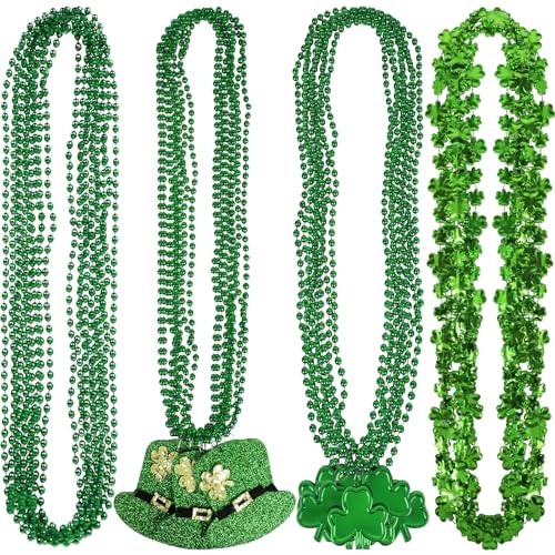 Moon Boat 36PCS St. Patrick's Day Clover Necklaces Green Beads Shamrock Party Supplies Irish Decorations Accessories by Moon Boat - Used condition - US$16.77