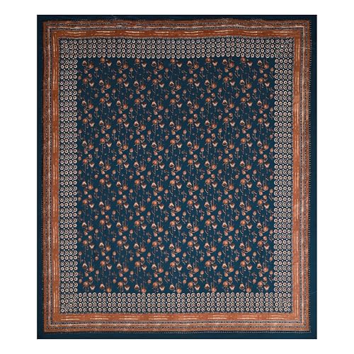 Image of BLOCKS OF INDIA Hand Block Printed 200 TC Cotton Super King Size Bedsheet(106 x 106) | Pack of 1, Batik Blue