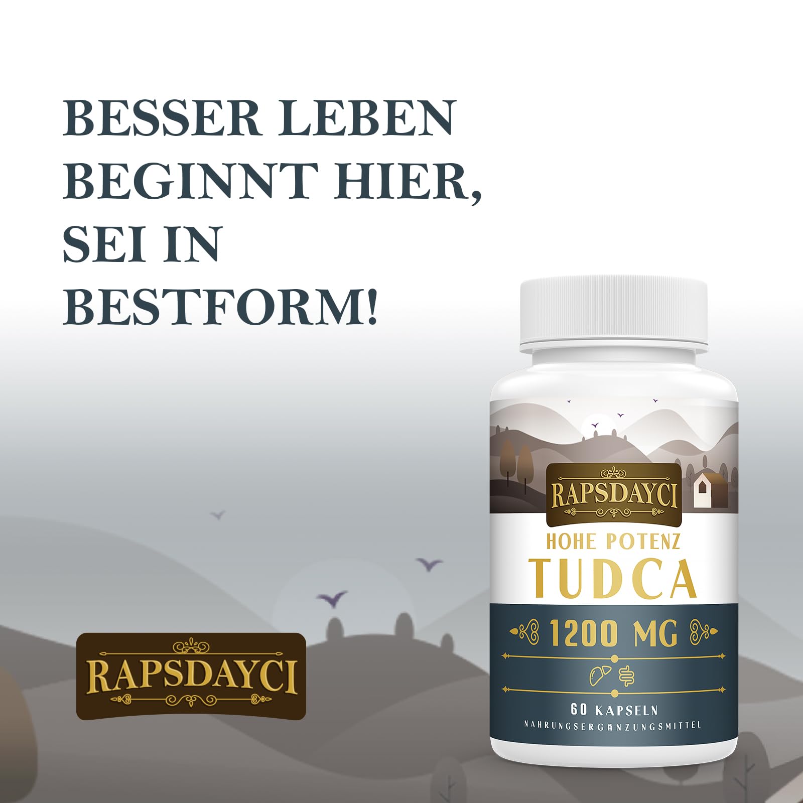 Hohe Potenz TUDCA (1200 mg pro Portion), 240 Kapseln - Tauroursodeoxycholsäure Gallensalze | Nicht-GVO, Glutenfrei