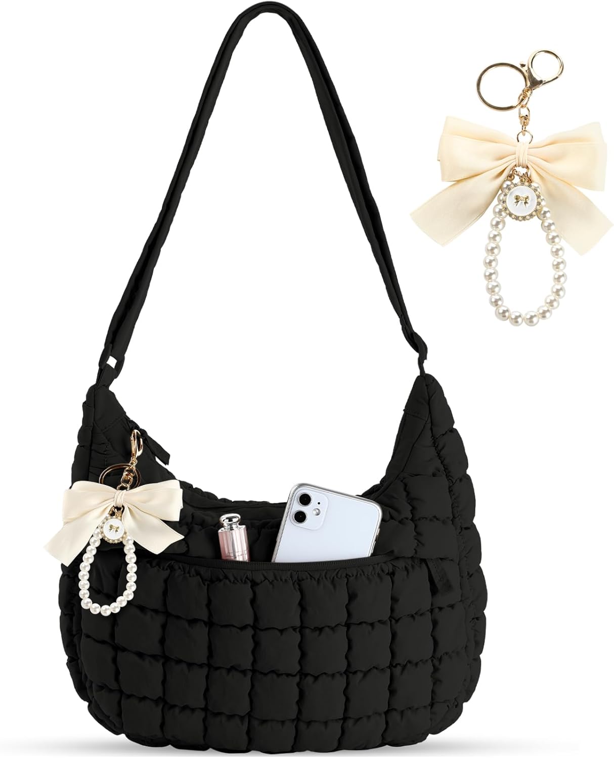 Puffer Purses for Women, Quilted Purses for Women with Adjustable Strap and Multiple Pockets for Travel, Work