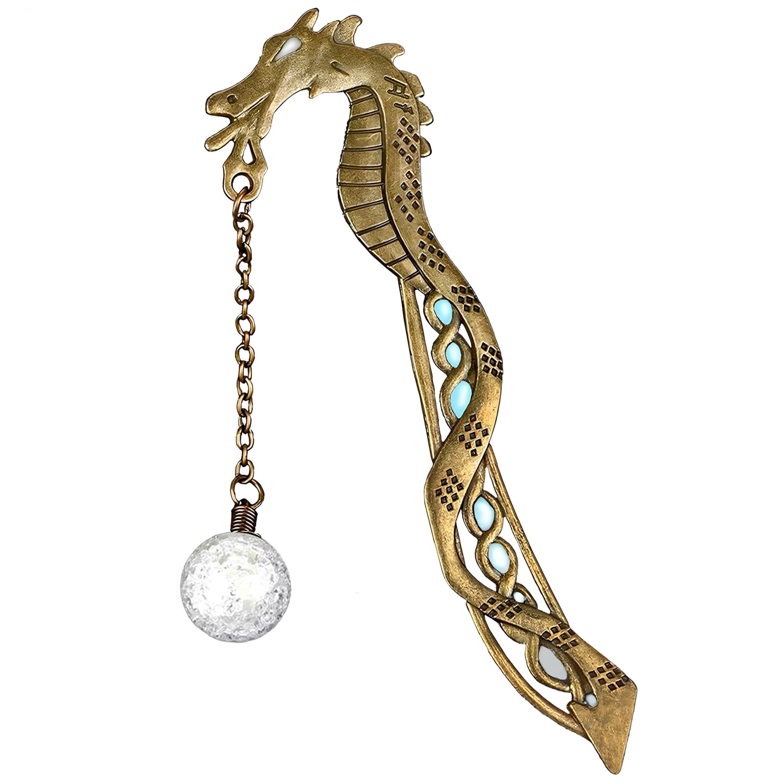 Vintage Luminous Metal Sea Horse Bookmark Gifts, Unique Glow in The Dark Bookmark Gift for Men, Women, Students, Kids, Teachers, Book Lovers, Bookworms (Bronze Sea Horse)