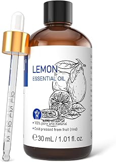HIQILI Lemon Essential Oil, 100% Pure Undiluted for Cleaning, Skin, Diffuser - 1 Fl Oz/30ML