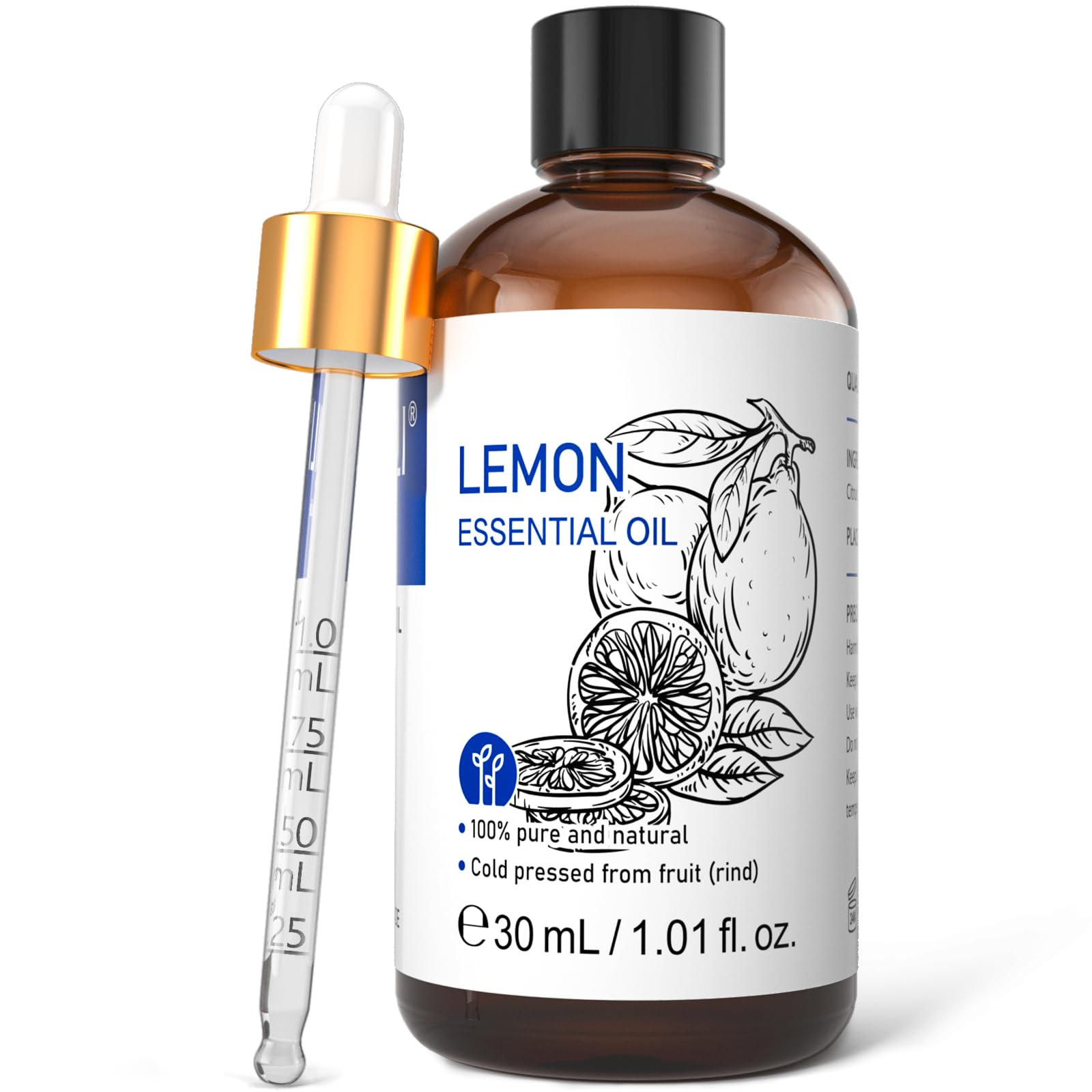 Lemon Essential Oil, 100% Pure Undiluted for Cleaning, Skin, Diffuser - 1 Fl Oz/30ML