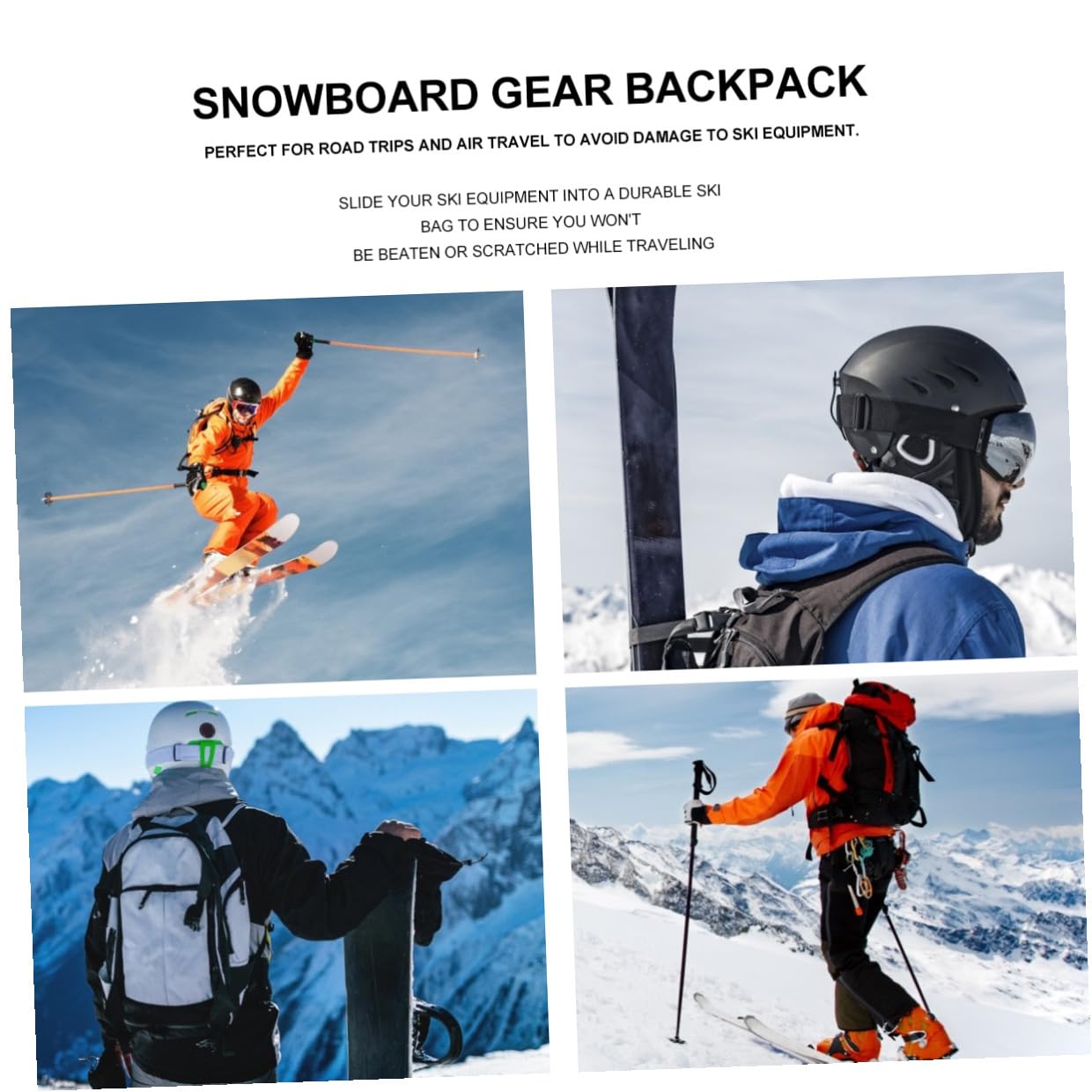 Housse de Snowboard Légère Noire Paquet à Dos Multifonction pour Équipement de Ski Protection et Rangement Pratique pour Snowboard Adaptée Transport et Voyage Matériau