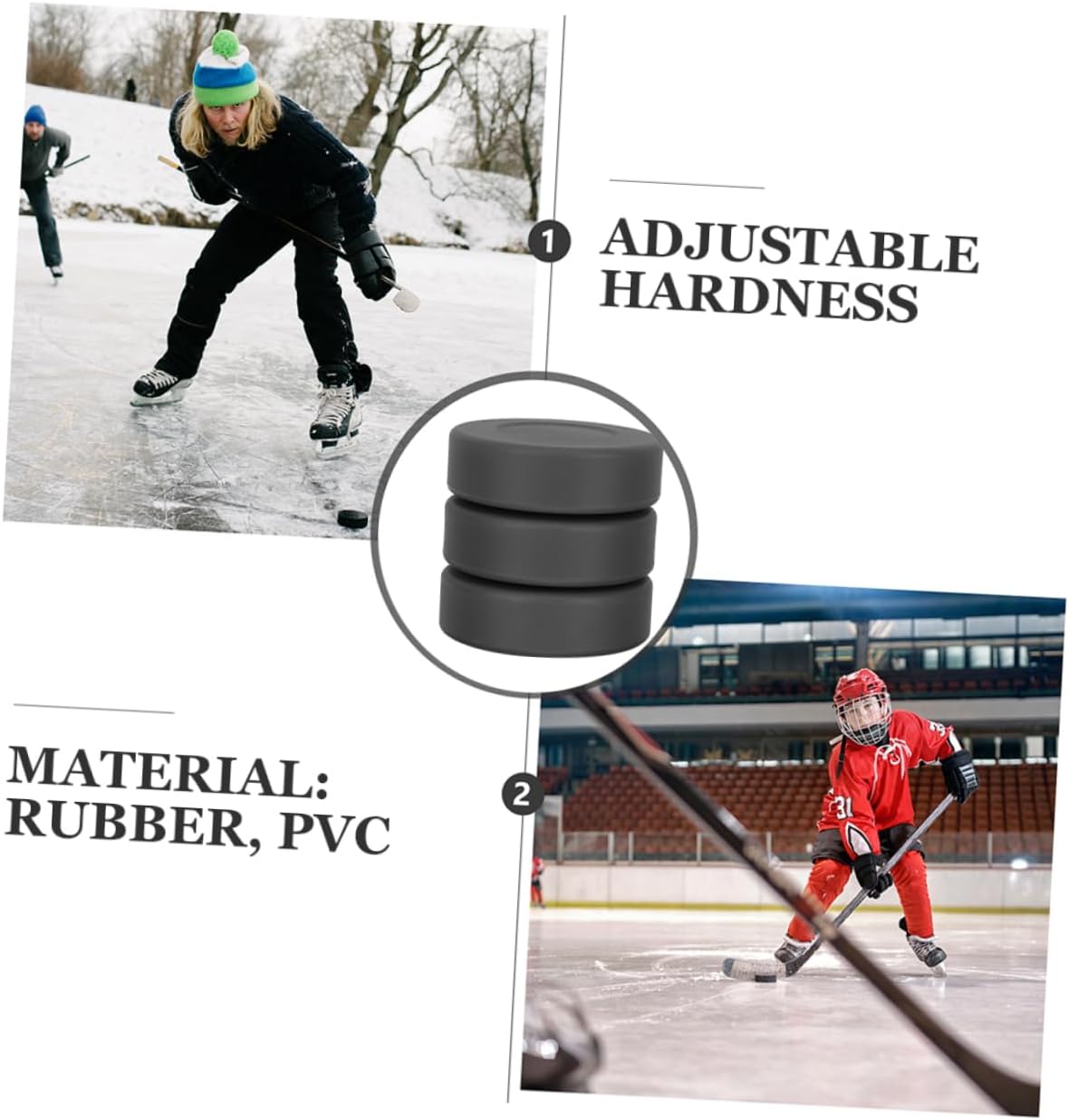 VICASKY Dumb Puck Hockey Rubber Puck Pucks Red