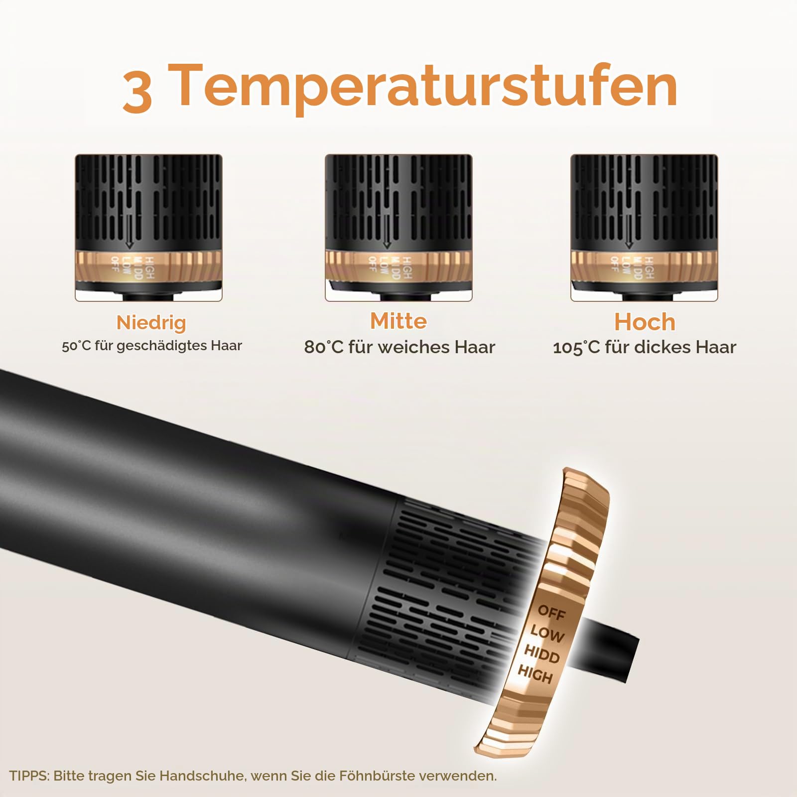 MogaWave Hairstyler Föhnbürste 6 in 1, 60000RPM Haartrockner Bürste, Lockenstab mit Luft Links/Rechts,3 Temperaturregelung,Airstyler Set,Sie dem Haar Volumen, Locken und Föhnen Sie Trockenes Haar