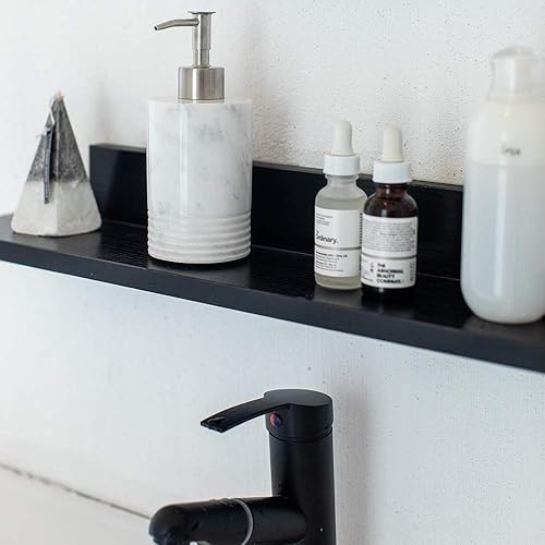 Miniatura 6 de Dispensador de jabón de mármol con bomba de acero inoxidable para encimera de baño, cocina, dispensador de loción y líquido, botella de jabón blanca