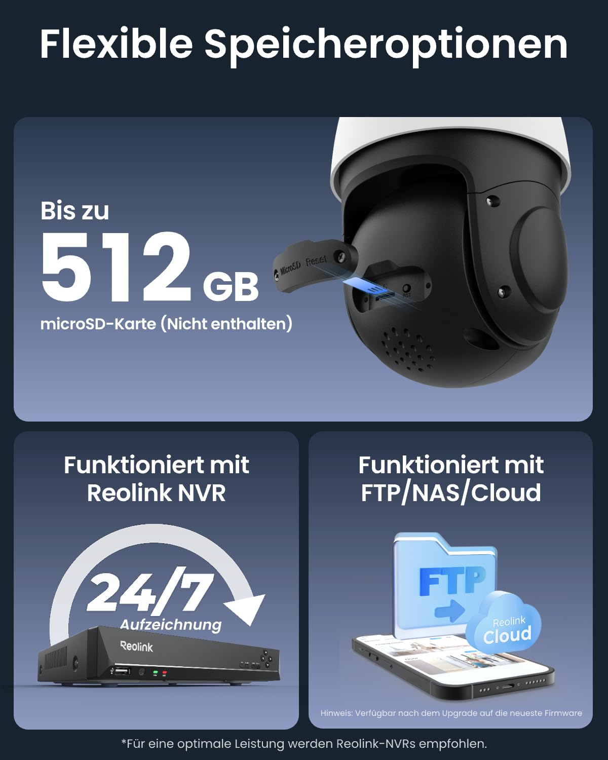Reolink Smart 4K/8MP UHD PTZ Dome Überwachungskamera Aussen mit revolutionären 16X optischem 3D-Zoom, Farbnachtsicht, Personen-/Fahrzeug-/Tiererkennung, Zwei-Wege-Audio, 24/7 Aufzeichnung, RLC-823S2