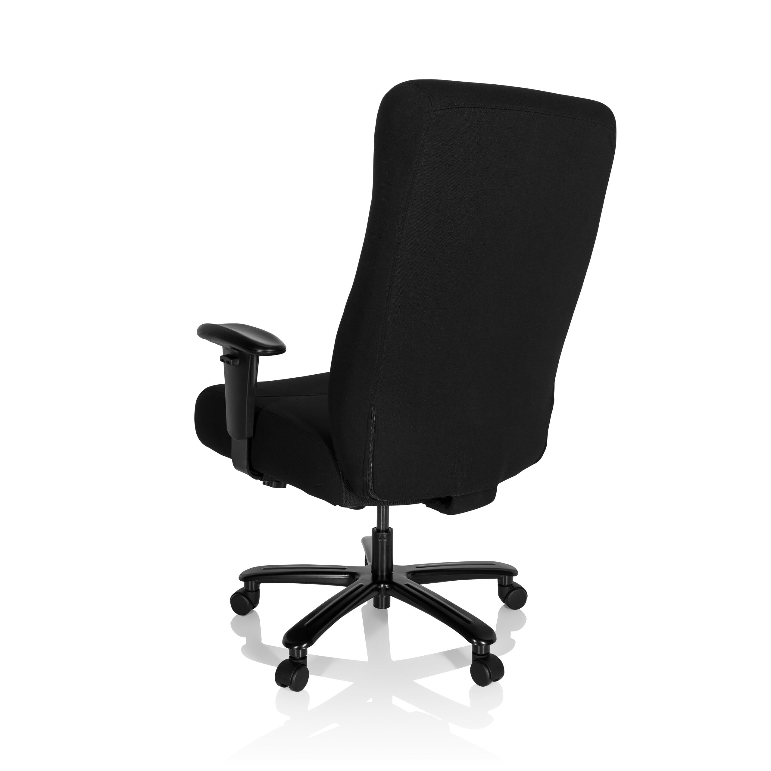 hjh OFFICE 738122 Chefsessel XXL Everest I Stoff Schwarz Schreibtischstuhl gepolstert bis 180kg belastbar, höhenverstellbar, one Size