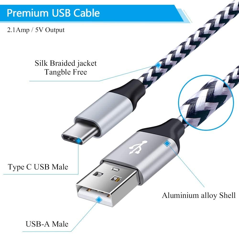 Kabel do ładowania C, szybkie ładowanie, kabel USB C, kabel do telefonu z systemem Android, kompatybilny z Samsung Galaxy S21, S20, Ultra, S10, S8, S9, Plus, S23, S24, S22, Note 20, 10, A51, A20,