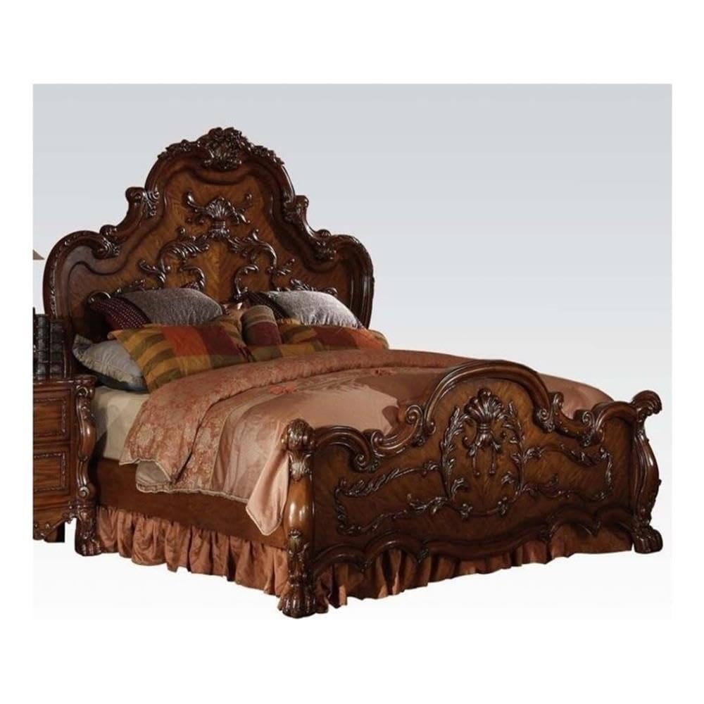 Amazon.com: Acme Dresden Bed, Eastern King, Cherry Oak Finish