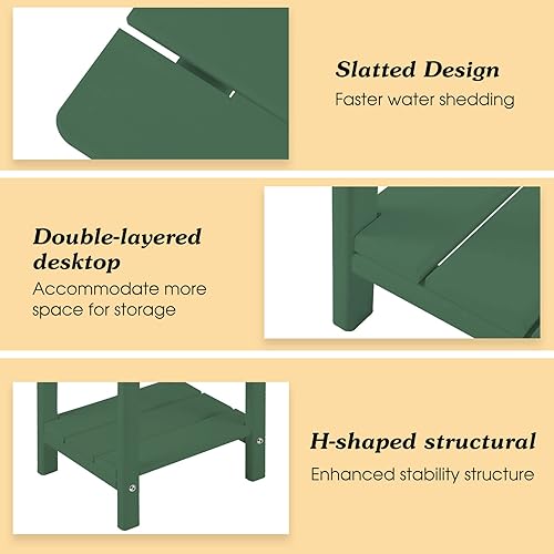 Miniatura 4 de Apolimi Adirondack - Mesa auxiliar para exteriores, mesa auxiliar de patio resistente de 2 niveles, resistente a la intemperie, mesa auxiliar sólida