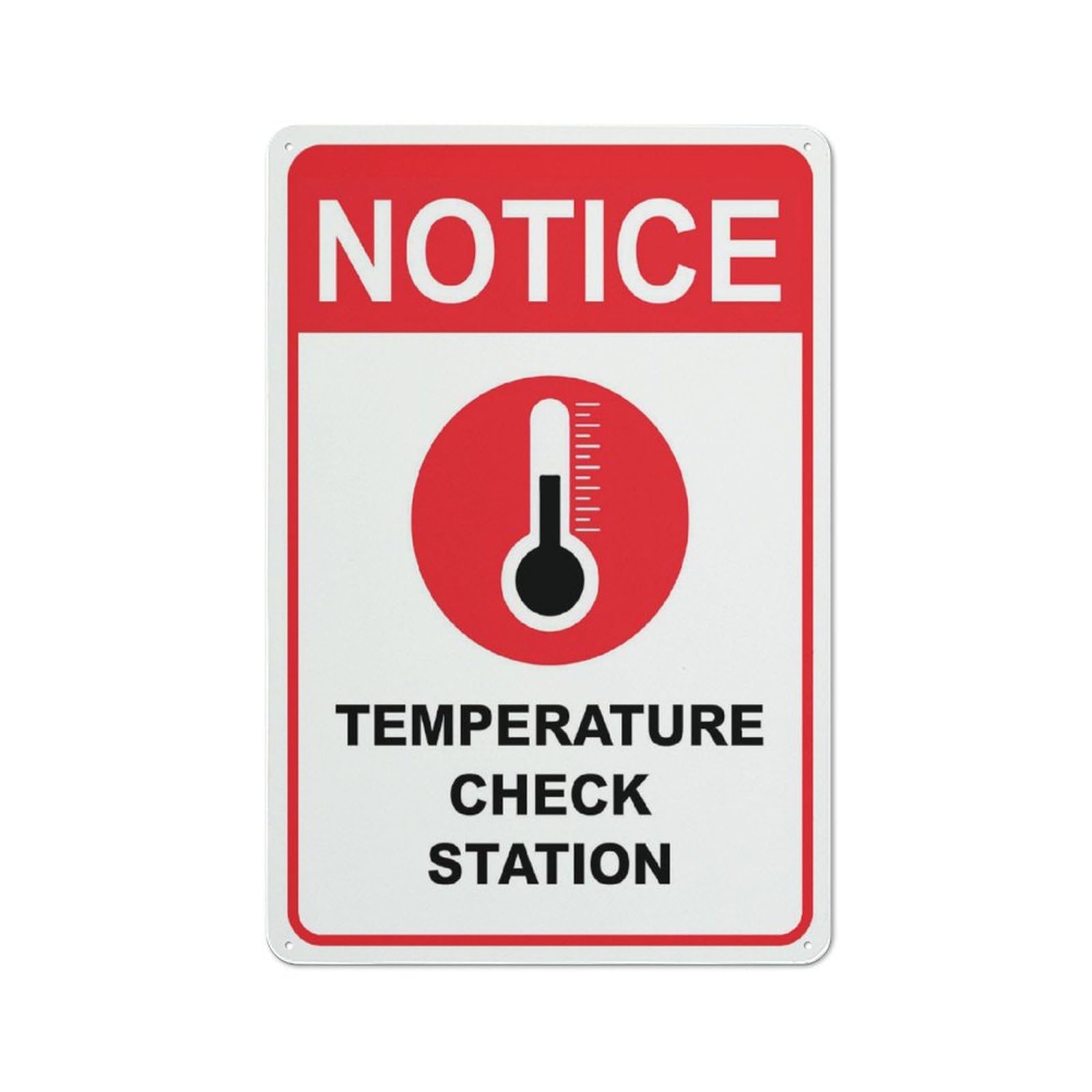 Notice Temperature Check Station Red Sign 12X8 Inch Tin Sign Great For Garden And Yard Wall Decor
