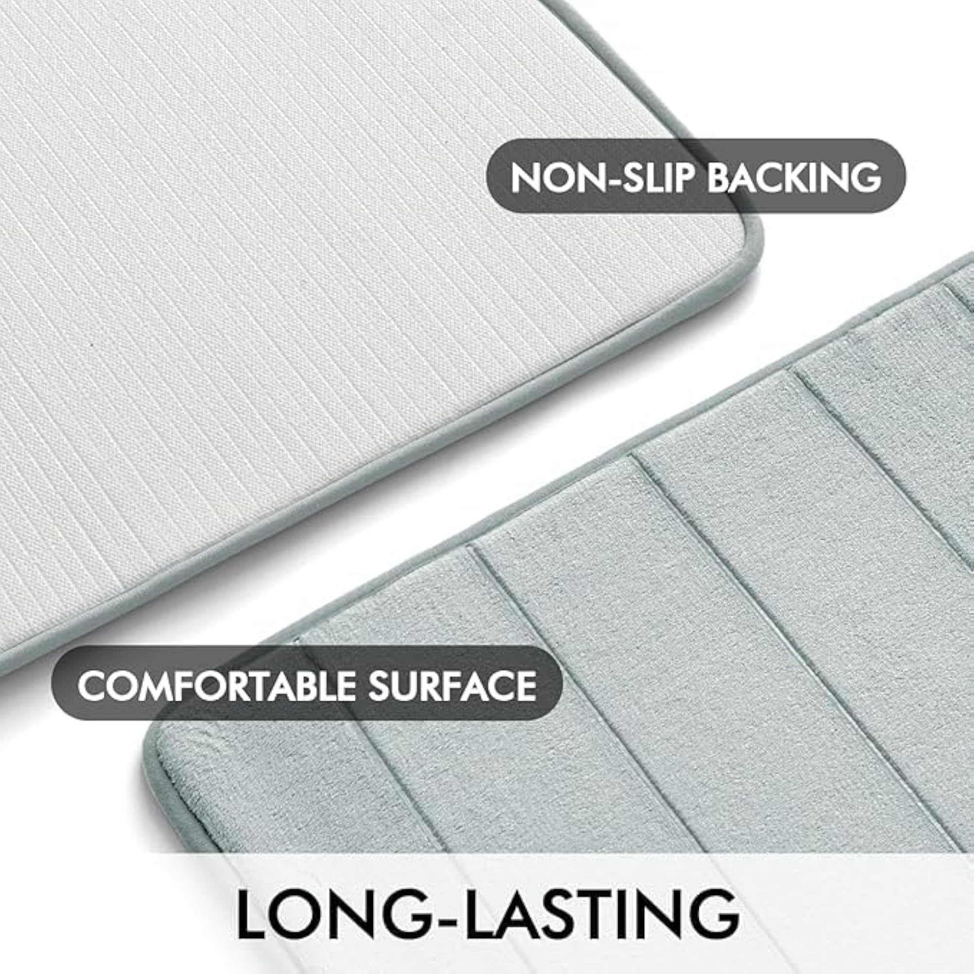 Memory Foam Waterproof Bath Rugs Set, Slip-Resistant