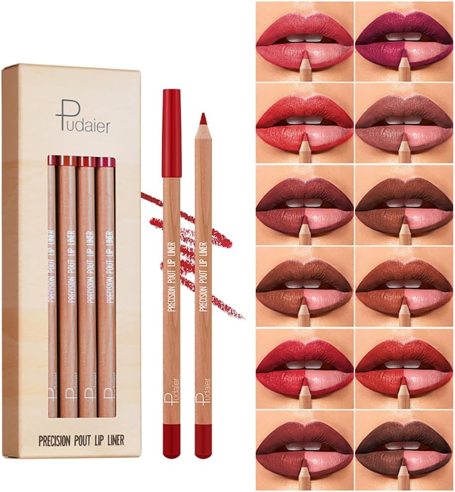 12pcs Matte Contour Pen, Lip Liner Combo, Long Lasting Lip Liner, Lip Liner Pencil, Rich Formula Lipstick, Creamy and Stain Free