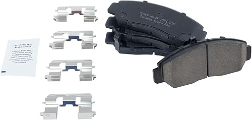 Miniatura 3 de TRQ Kit de pastillas de freno delanteras y traseras y rotores Kit de productos químicos de freno, pastillas de freno de cerámica compatible con