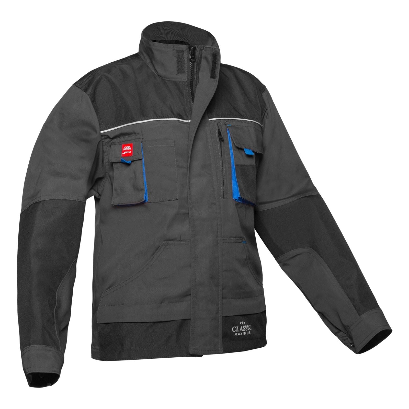 Arbeitsjacke Herren Sommer Blouson 6 Taschen Ellenbogenverstärkung Reißverschluss Dreifachnähte Klettverschluss Handytasche Berufskleidung Handwerk Baustelle Werkstatt Industrie Montage Freizeitjacke