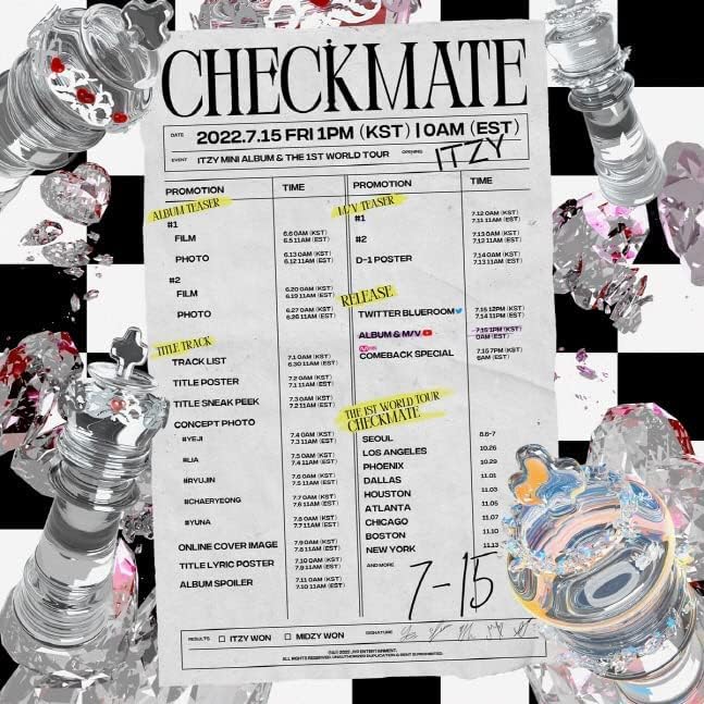 Miniatura 8 de ITZY - Checkmate Edición Limitada Ver. (5 Mini Álbum) Álbum+Beneficios Limitados de Pre-Pedido+Regalo Culturekorean (Adhesivos Decorativos, Tarjetas