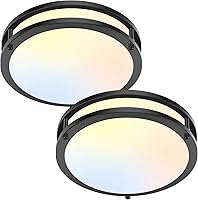 Vista 1 de Flush Mount Ceiling Light Black, 30W 4000Lm 5CCT Dimmable LED Ceiling Light Fixture, 2700K/3000K/4000K/5000K/6500K Adjustable 10 Inch for Hallway