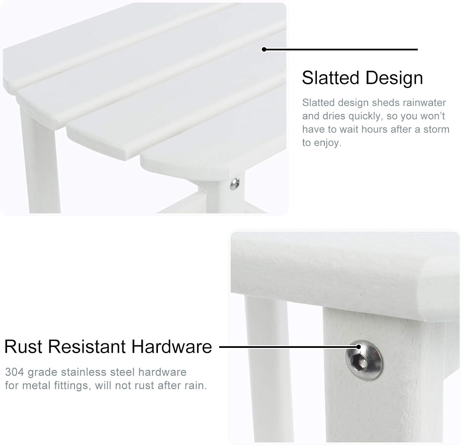 TRYZS Patio Adirondack Side Table, Outdoor Rectangular End Table 19” x 15”x 18”, All-Weather Material, Water Proof, Perfect for Beach, Garden, Deck, Lawn Use, Classic White : Patio, Lawn & Garden