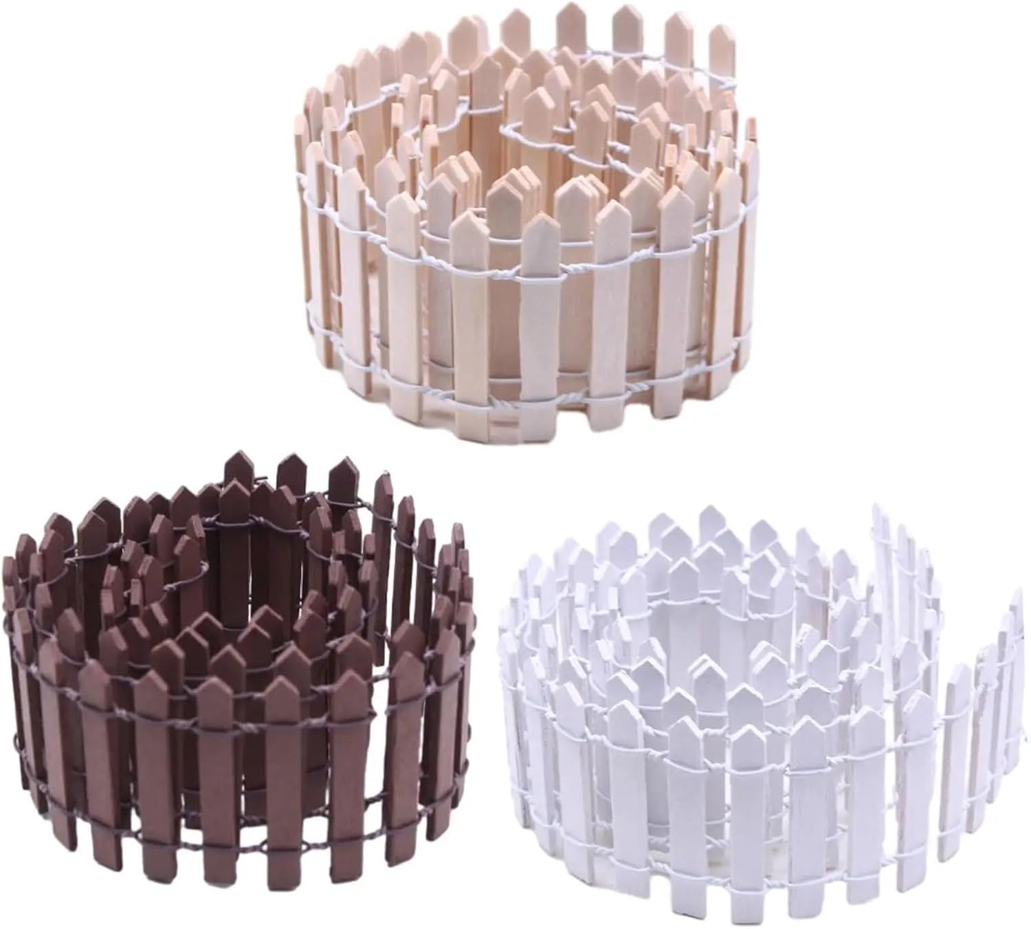 2Pcs Miniature Wood Picket Fence for Micro Landscape & DIY Fairy Garden Decoration(Coffee)